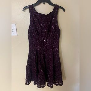 Girls Sparkly Lace Plum dress